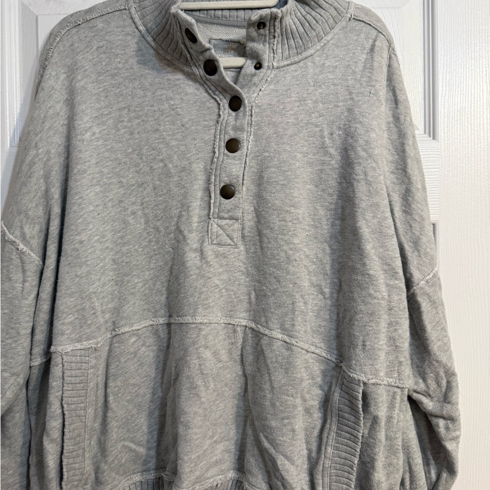 Oversized Grey Button-Up Sweater